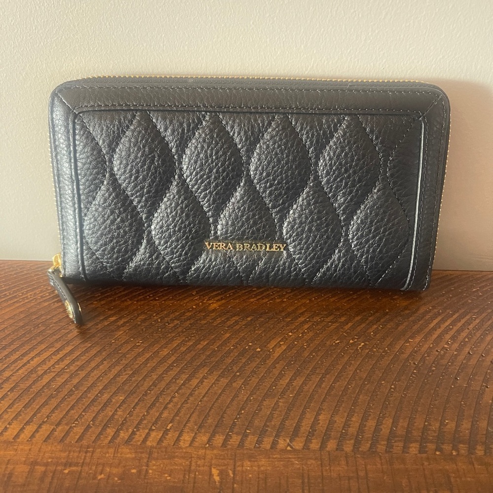 Vera Bradley Black Quilted Leather Wallet